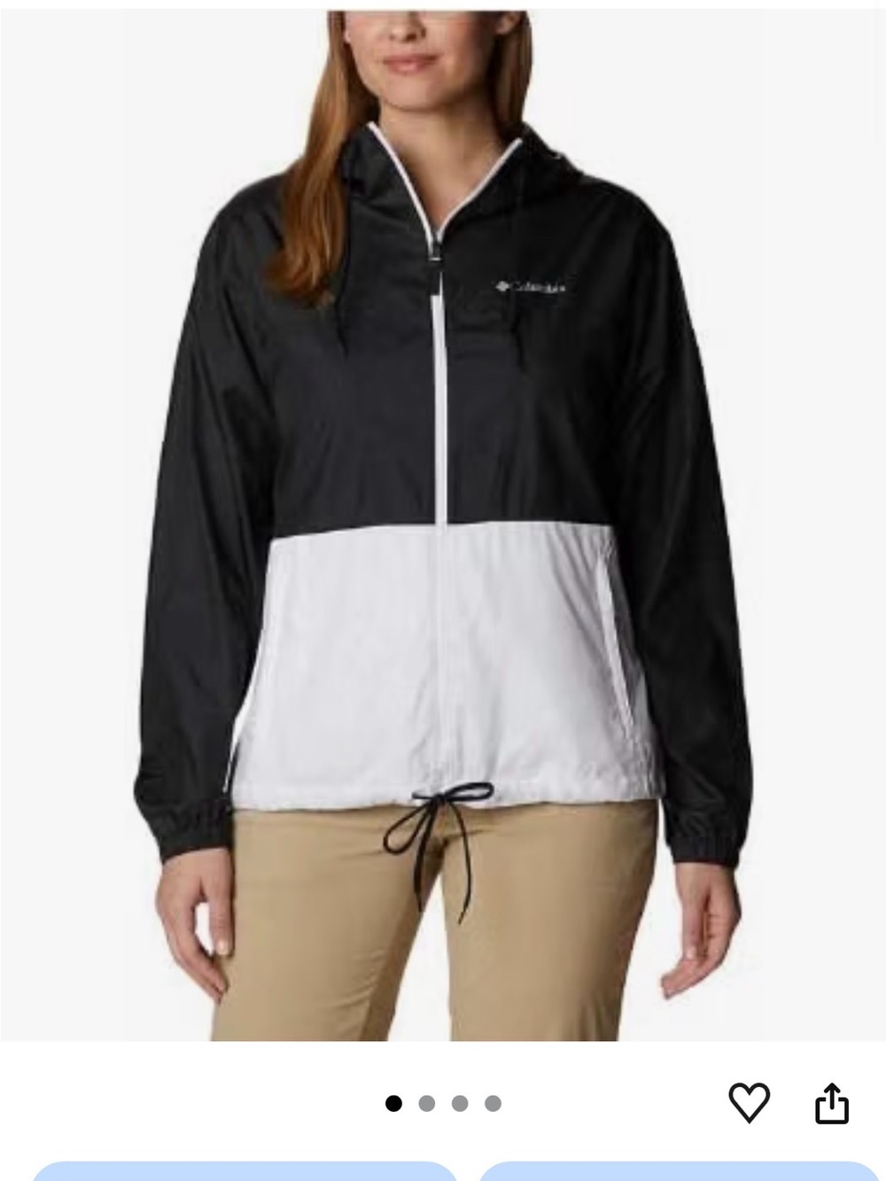 Columbia Black and White Colorblock Bomber Jacket Windbreaker Small